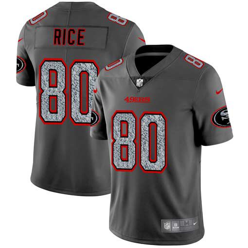 Men San Francisco 49ers 80 Rice Nike Teams Gray Fashion Static Limited NFL Jerseys